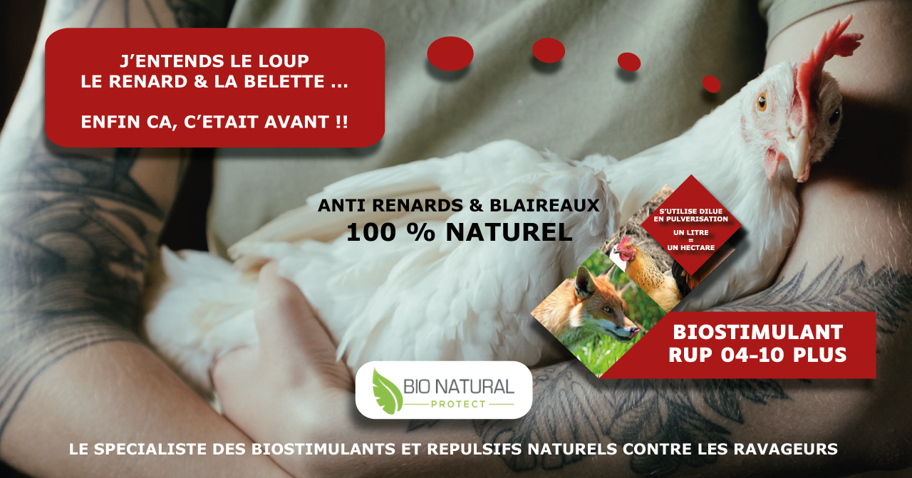 Biostimulant à effet répulsif anti renards et blaireaux